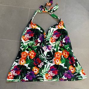 Bright floral print halter tankini!